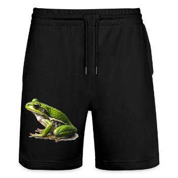 The frog is perfectly camouflaged in the green grass - Stanley/Stella Trainer Unisex Organic Jogging Shorts - black - Front - Nik (191cm) & Marisol (170cm)