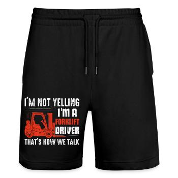I'm Not Yelling I'm A Forklift Driver Operator For - Stanley/Stella Trainer Unisex Organic Jogging Shorts - black - Front - Nik (191cm) & Marisol (170cm)