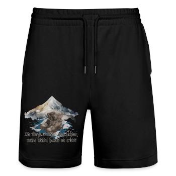 Berge Alpen Wandern Bergsteigen Lustige Sprüche - Stanley/Stella Unisex Bio Joggingshorts Trainer  - Schwarz - Vorne - Nik (191cm) & Marisol (170cm)
