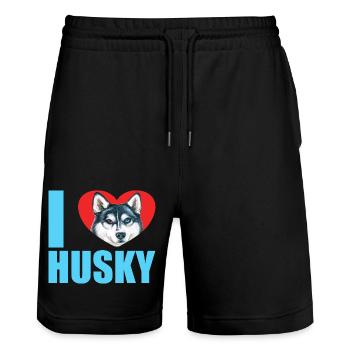Husky Glitzer Hundehalter Hundehaare - Stanley/Stella Unisex Bio Joggingshorts Trainer  - Schwarz - Vorne - Nik (191cm) & Marisol (170cm)