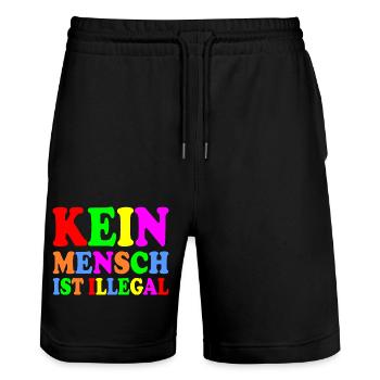 Kein mensch ist illegal - Stanley/Stella Unisex Bio Joggingshorts Trainer  - Schwarz - Vorne - Nik (191cm) & Marisol (170cm)