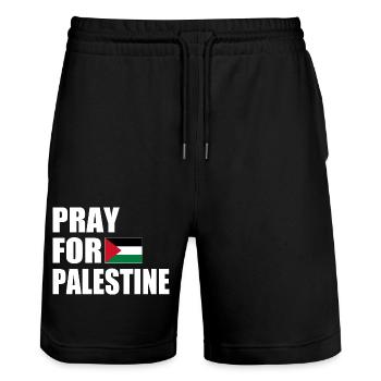 Pray for palestine - Stanley/Stella Unisex Bio Joggingshorts Trainer  - Schwarz - Vorne - Nik (191cm) & Marisol (170cm)