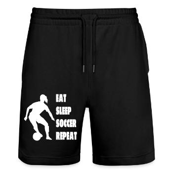 Soccer Design Soccer Player Soccer Team - Stanley/Stella Trainer Unisex Organic Jogging Shorts - black - Front - Nik (191cm) & Marisol (170cm)