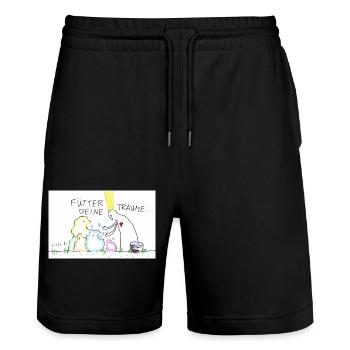 Fütter deine Träume - Stanley/Stella Unisex Bio Joggingshorts Trainer  - Schwarz - Vorne - Nik (191cm) & Marisol (170cm)