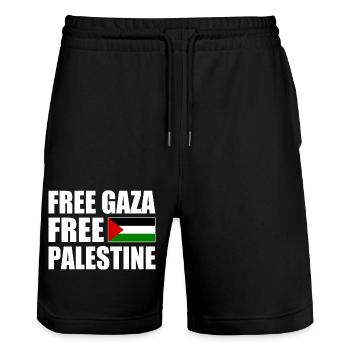 Free palestine - Stanley/Stella Trainer Unisex Organic Jogging Shorts - black - Front - Nik (191cm) & Marisol (170cm)