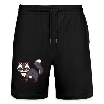 Cute Raccoon - Stanley/Stella Unisex Bio Joggingshorts Trainer  - Schwarz - Vorne - Nik (191cm) & Marisol (170cm)