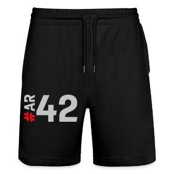 AR42-KARTON - Stanley/Stella Unisex Bio Joggingshorts Trainer  - Schwarz - Vorne - Nik (191cm) & Marisol (170cm)