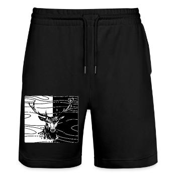 Cerf - Short de jogging bio TRAINER Stanley/Stella unisexe - noir - Devant - Nik (191cm) & Marisol (170cm)
