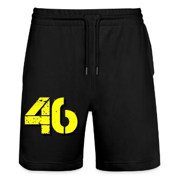 46 number - Stanley/Stella Trainer Unisex Organic Jogging Shorts - black - Front - Nik (191cm) & Marisol (170cm)