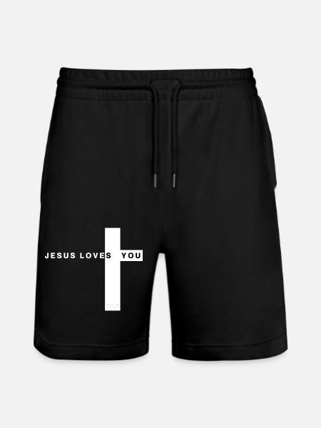 Jesus loves you - Jesus liebt dich T-Shirt - Stanley/Stella Trainer Unisex Organic Jogging Shorts - black