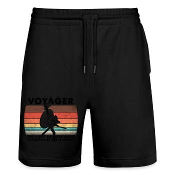 Voyager 1977 Retro Space Probe Mission - Stanley/Stella Trainer Unisex Organic Jogging Shorts - black - Front - Nik (191cm) & Marisol (170cm)
