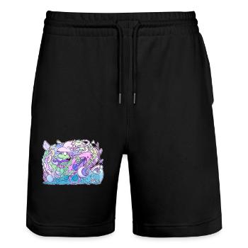 Paddling Acid Drop - Stanley/Stella Trainer Unisex Organic Jogging Shorts - black - Front - Nik (191cm) & Marisol (170cm)