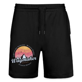 Wegmacher, Versprechenshüter, Wundertäter - Jesus - Stanley/Stella Unisex Bio Joggingshorts Trainer  - Schwarz - Vorne - Nik (191cm) & Marisol (170cm)