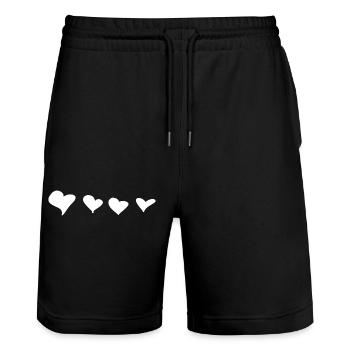 Quatre coeurs symbole amour coeur - Short de jogging bio TRAINER Stanley/Stella unisexe - noir - Devant - Nik (191cm) & Marisol (170cm)