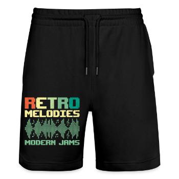 Chiptune Music Lover Groove to the Bleeps and Bloo - Stanley/Stella Trainer Unisex Organic Jogging Shorts - black - Front - Nik (191cm) & Marisol (170cm)