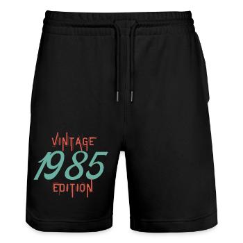 Jahrgang Ausgabe 1985 - Stanley/Stella Unisex Bio Joggingshorts Trainer  - Schwarz - Vorne - Nik (191cm) & Marisol (170cm)