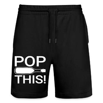 Lustriger Party Spruch - Stanley/Stella Unisex Bio Joggingshorts Trainer  - Schwarz - Vorne - Nik (191cm) & Marisol (170cm)