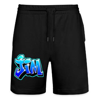 GRAFFITI NAME JIM - Short de jogging bio TRAINER Stanley/Stella unisexe - noir - Devant - Nik (191cm) & Marisol (170cm)