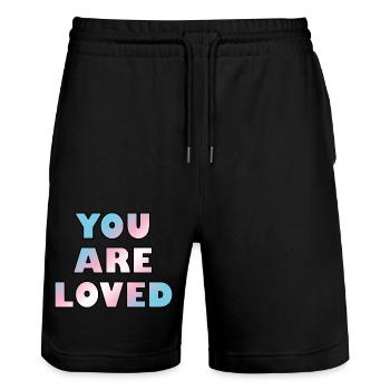 Trans-Jugendliche werden geliebt - Stanley/Stella Unisex Bio Joggingshorts Trainer  - Schwarz - Vorne - Nik (191cm) & Marisol (170cm)