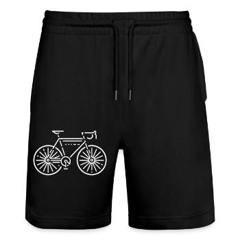 Minimalistisches Fahrrad Design - Stanley/Stella Unisex Bio Joggingshorts Trainer  - Schwarz - Vorne - Nik (191cm) & Marisol (170cm)