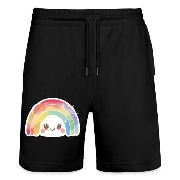Kawaii Niedlicher Regenbogen - Stanley/Stella Unisex Bio Joggingshorts Trainer  - Schwarz - Vorne - Nik (191cm) & Marisol (170cm)