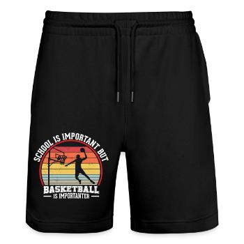 Basketball Vintage Slogan Funny - Stanley/Stella Trainer Unisex Organic Jogging Shorts - black - Front - Nik (191cm) & Marisol (170cm)