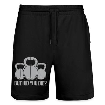 Motivation with humor for the gym - Stanley/Stella Trainer Unisex Organic Jogging Shorts - black - Front - Nik (191cm) & Marisol (170cm)