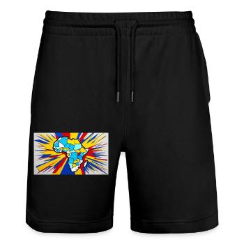 Farbe Afrikas - Stanley/Stella Unisex Bio Joggingshorts Trainer  - Schwarz - Vorne - Nik (191cm) & Marisol (170cm)