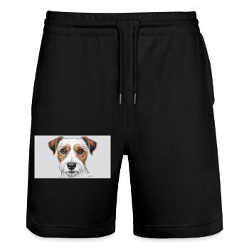 Parson Russel Terrier - Stanley/Stella Unisex Bio Joggingshorts Trainer  - Schwarz - Vorne - Nik (191cm) & Marisol (170cm)