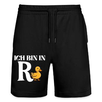 Pensioner Retirement Pension Pension Duck - Stanley/Stella Trainer Unisex Organic Jogging Shorts - black - Front - Nik (191cm) & Marisol (170cm)