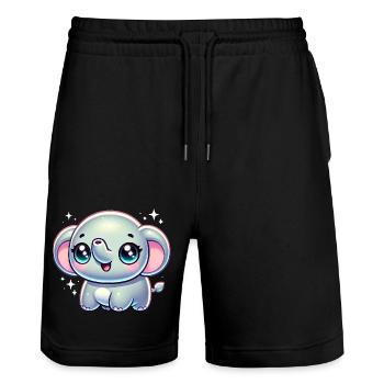 Super Cute Kawaii Baby Elefant - Stanley/Stella Unisex Bio Joggingshorts Trainer  - Schwarz - Vorne - Nik (191cm) & Marisol (170cm)