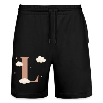 Letter l clouds stars - Stanley/Stella Trainer Unisex Organic Jogging Shorts - black - Front - Nik (191cm) & Marisol (170cm)