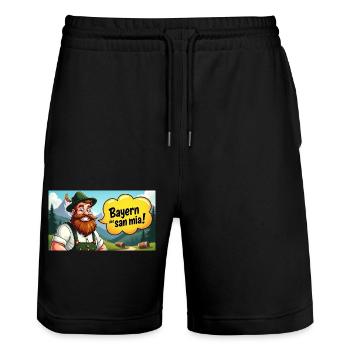 Bayern des san mia! - Stanley/Stella Unisex Bio Joggingshorts Trainer  - Schwarz - Vorne - Nik (191cm) & Marisol (170cm)
