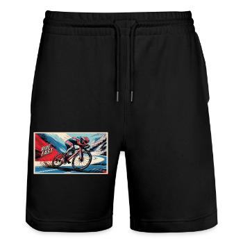 Bicycle - Stanley/Stella Trainer Unisex Organic Jogging Shorts - black - Front - Nik (191cm) & Marisol (170cm)