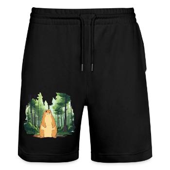 Marmotte fort paysage nature - Short de jogging bio TRAINER Stanley/Stella unisexe - noir - Devant - Nik (191cm) & Marisol (170cm)