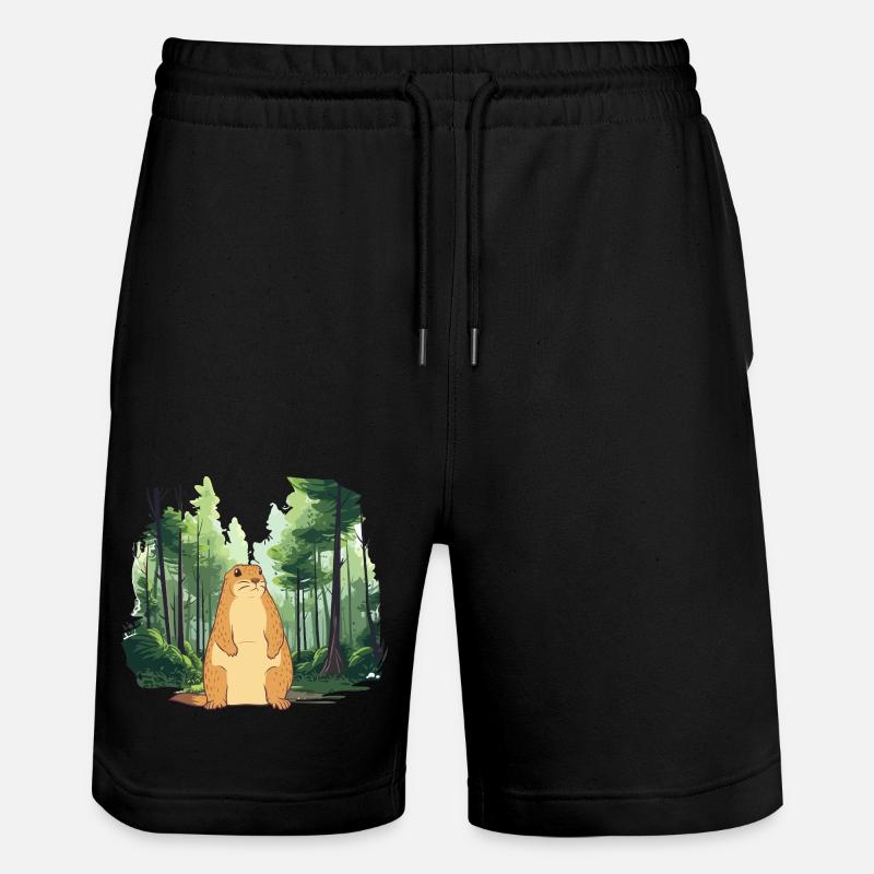 Starke Murmeltier-Naturlandschaft - Stanley/Stella Unisex Bio Joggingshorts Trainer  - Schwarz