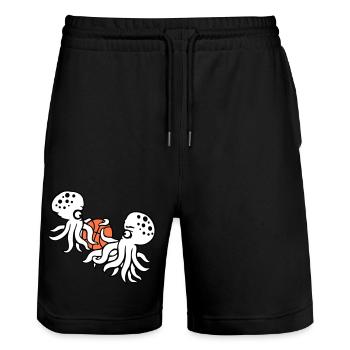 2 Octopus Basketball Play Ball Team Sport Hobby - Stanley/Stella Trainer Unisex Organic Jogging Shorts - black - Front - Nik (191cm) & Marisol (170cm)