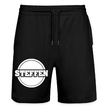 Steffen - Short de jogging bio TRAINER Stanley/Stella unisexe - noir - Devant - Nik (191cm) & Marisol (170cm)