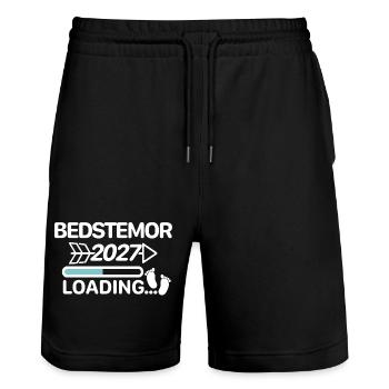 Bedstemor 2027 dänisch Ich werde Oma - Stanley/Stella Unisex Bio Joggingshorts Trainer  - Schwarz - Vorne - Nik (191cm) & Marisol (170cm)
