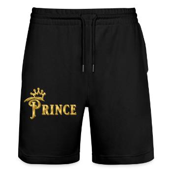 SIGNATURE DU PRINCE AVEC COURONNE D’OR - Short de jogging bio TRAINER Stanley/Stella unisexe - noir - Devant - Nik (191cm) & Marisol (170cm)