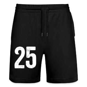 25 Numéros Blanc - Short de jogging bio TRAINER Stanley/Stella unisexe - noir - Devant - Nik (191cm) & Marisol (170cm)
