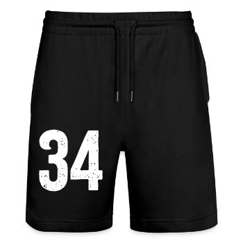 34 Numéros Blanc - Short de jogging bio TRAINER Stanley/Stella unisexe - noir - Devant - Nik (191cm) & Marisol (170cm)