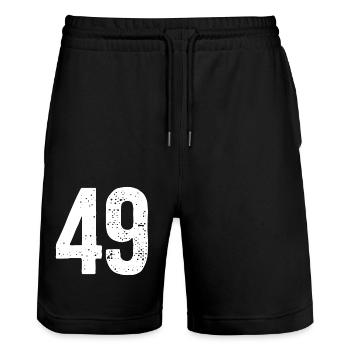 49 Numbers White - Stanley/Stella Trainer Unisex Organic Jogging Shorts - black - Front - Nik (191cm) & Marisol (170cm)