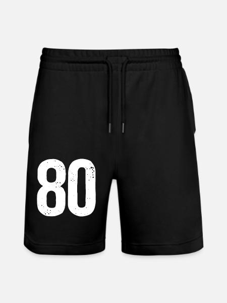 80 Numbers White - Stanley/Stella Trainer Unisex Organic Jogging Shorts - black