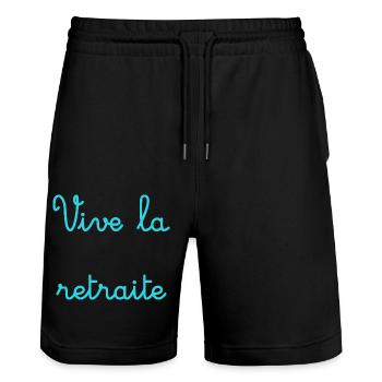 RETRAITE. RETRAITE. RETRAITEE. SENIOR. MAMIE. PAPY - Short de jogging bio TRAINER Stanley/Stella unisexe - noir - Devant - Nik (191cm) & Marisol (170cm)