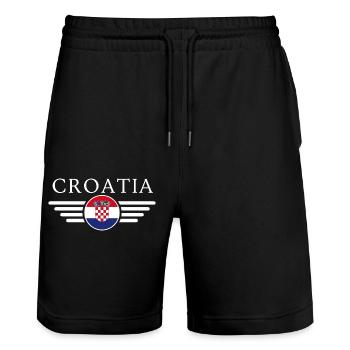 I love Croatia - Stanley/Stella Trainer Unisex Organic Jogging Shorts - black - Front - Nik (191cm) & Marisol (170cm)
