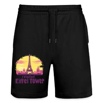 Eiffel Tower in Paris - Stanley/Stella Trainer Unisex Organic Jogging Shorts - black - Front - Nik (191cm) & Marisol (170cm)