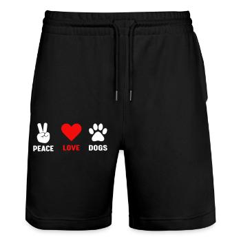 Frieden Liebe Hunde - Stanley/Stella Unisex Bio Joggingshorts Trainer  - Schwarz - Vorne - Nik (191cm) & Marisol (170cm)