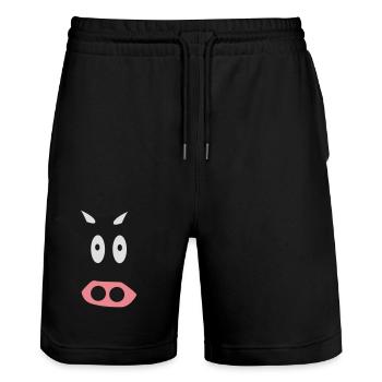 Cow Cattle Cattle - Stanley/Stella Trainer Unisex Organic Jogging Shorts - black - Front - Nik (191cm) & Marisol (170cm)