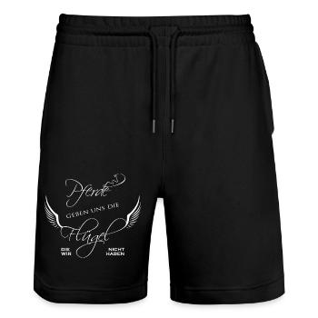 Pferde geben uns die Flügel die wir nicht haben - Stanley/Stella Unisex Bio Joggingshorts Trainer  - Schwarz - Vorne - Nik (191cm) & Marisol (170cm)